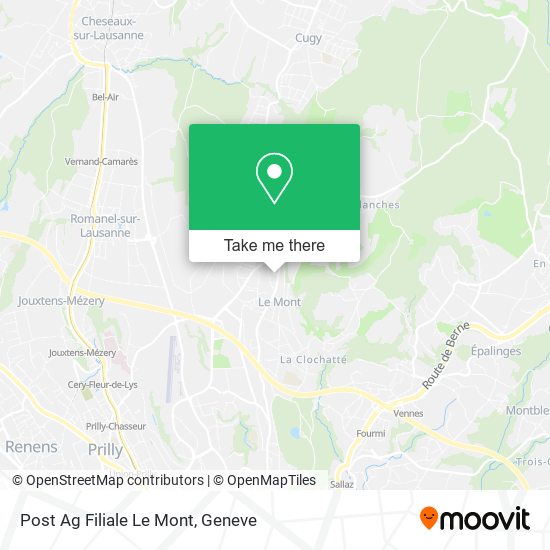 Post Ag Filiale Le Mont map