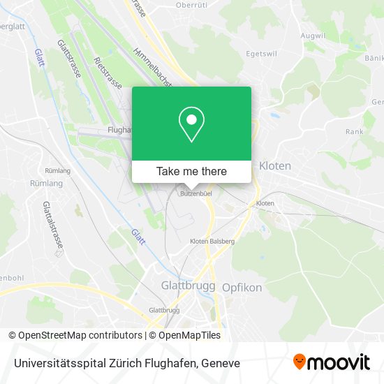 Universitätsspital Zürich Flughafen map