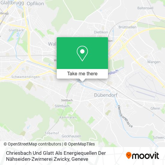 Chriesbach Und Glatt Als Energiequellen Der Nähseiden-Zwirnerei Zwicky map