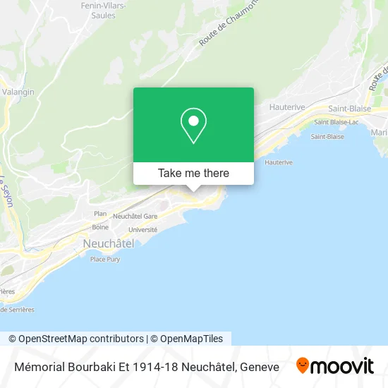 Mémorial Bourbaki Et 1914-18 Neuchâtel map