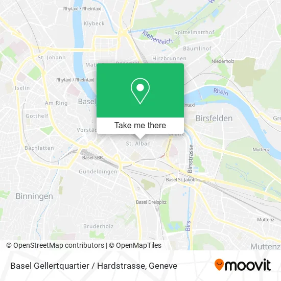 Basel Gellertquartier / Hardstrasse map
