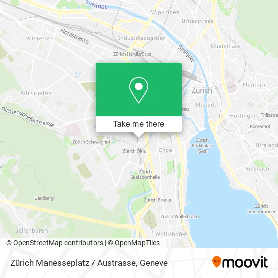 Zürich Manesseplatz / Austrasse map