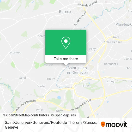 Saint-Julien-en-Genevois / Route de Thérens / Suisse map
