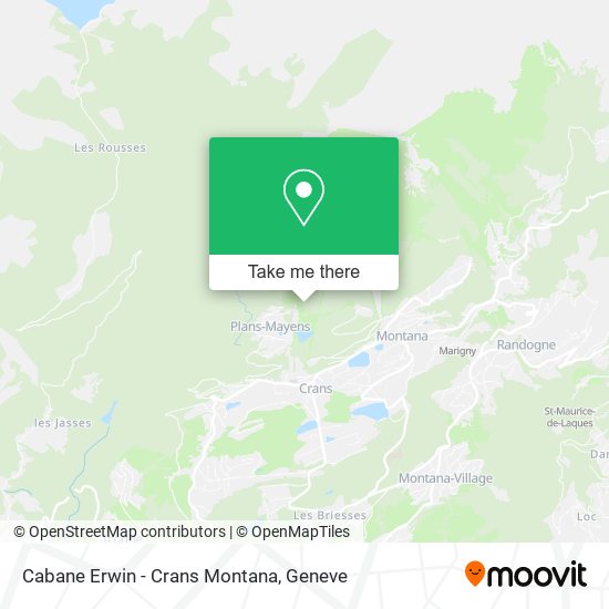 Cabane Erwin - Crans Montana map