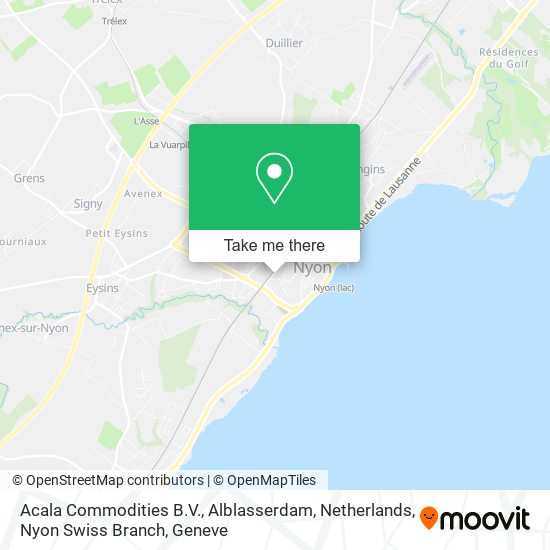 Acala Commodities B.V., Alblasserdam, Netherlands, Nyon Swiss Branch map