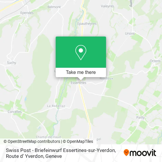 Swiss Post - Briefeinwurf Essertines-sur-Yverdon, Route d' Yverdon map