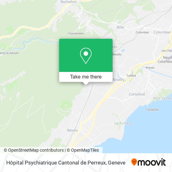 Hôpital Psychiatrique Cantonal de Perreux map