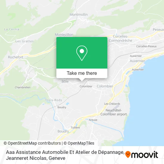 Aaa Assistance Automobile Et Atelier de Dépannage, Jeanneret Nicolas map