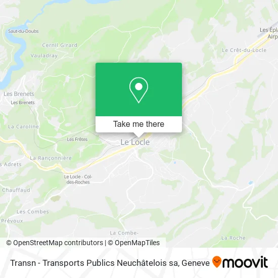 Transn - Transports Publics Neuchâtelois sa map