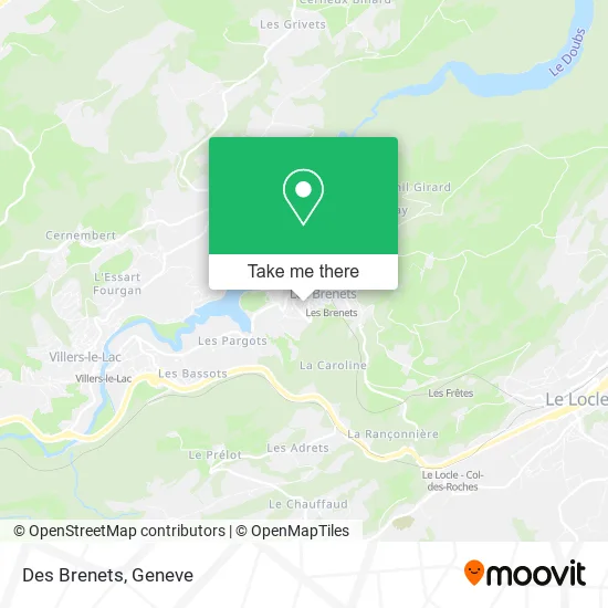 Des Brenets map