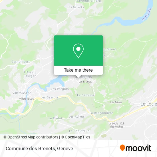 Commune des Brenets map