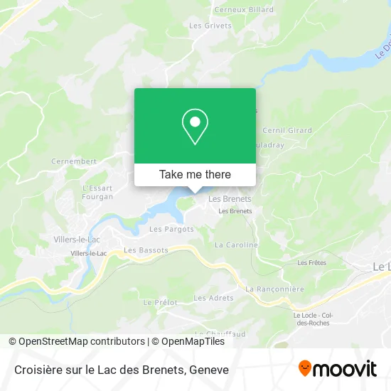 Croisière sur le Lac des Brenets map