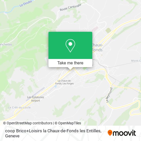 coop Brico+Loisirs la Chaux-de-Fonds les Entilles map