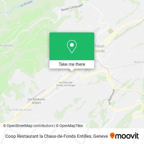 Coop Restaurant la Chaux-de-Fonds Entilles map