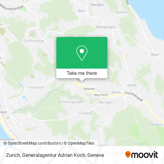 Zurich, Generalagentur Adrian Koch map