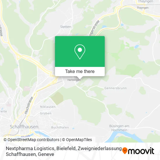 Nextpharma Logistics, Bielefeld, Zweigniederlassung Schaffhausen map