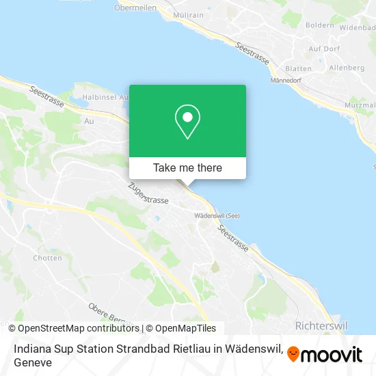 Indiana Sup Station Strandbad Rietliau in Wädenswil map