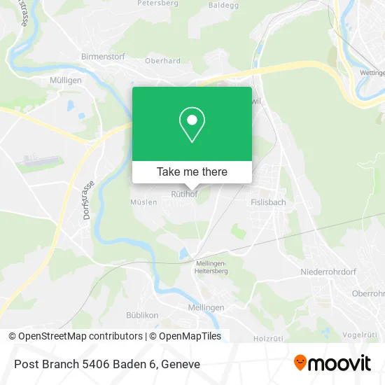 Post Branch 5406 Baden 6 map