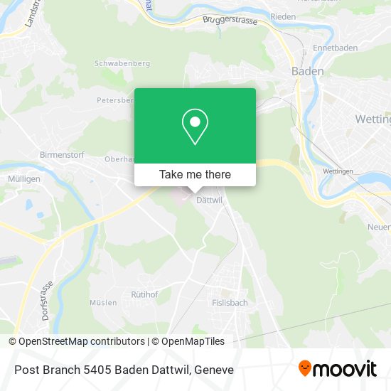 Post Branch 5405 Baden Dattwil map