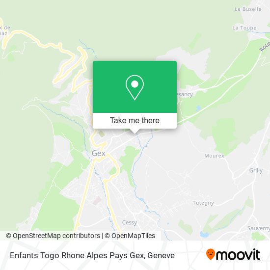 Enfants Togo Rhone Alpes Pays Gex map