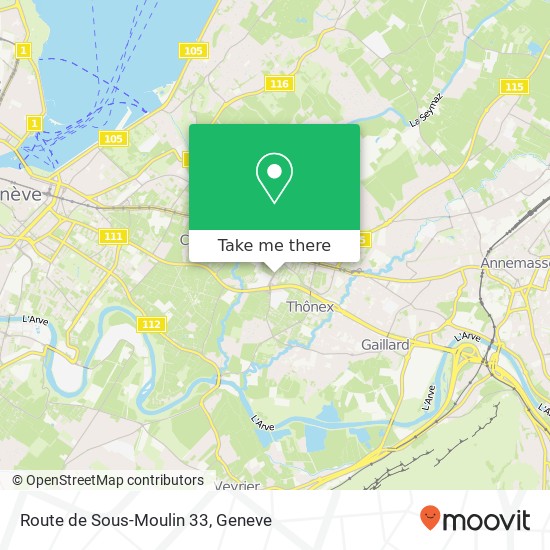 Route de Sous-Moulin 33 Karte