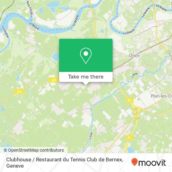 Clubhouse / Restaurant du Tennis Club de Bernex, Chemin du Gamay 36 1233 Bernex Karte