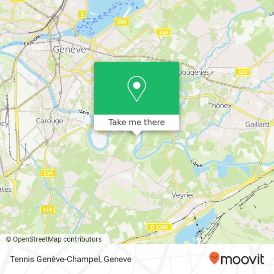 Tennis Genève-Champel, Route de Vessy 41 1234 Veyrier Karte