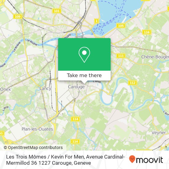 Les Trois Mômes / Kevin For Men, Avenue Cardinal-Mermillod 36 1227 Carouge Karte