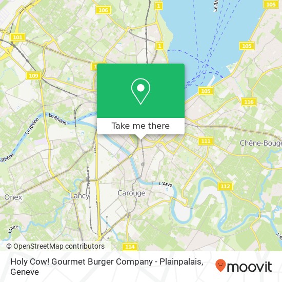 Holy Cow! Gourmet Burger Company - Plainpalais, Rue de Carouge 14 1205 Genève Karte