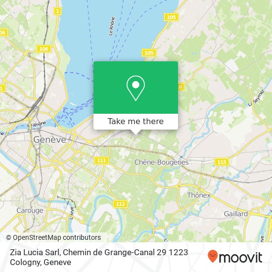 Zia Lucia Sarl, Chemin de Grange-Canal 29 1223 Cologny Karte