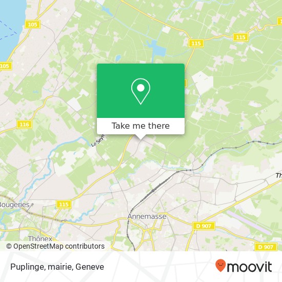 Puplinge, mairie map