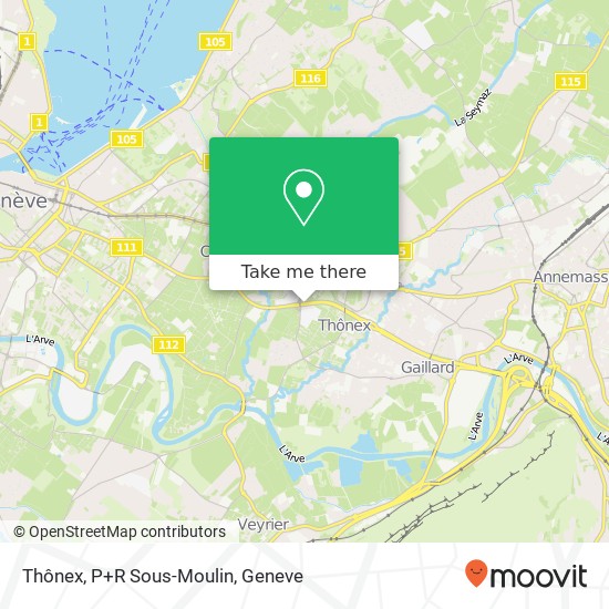 Thônex, P+R Sous-Moulin map