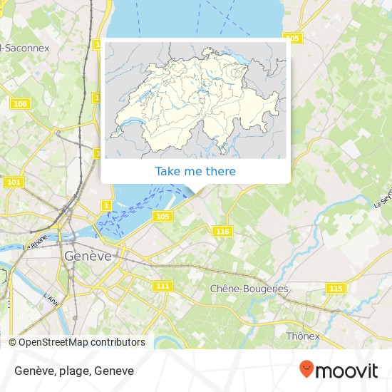 Genève, plage map