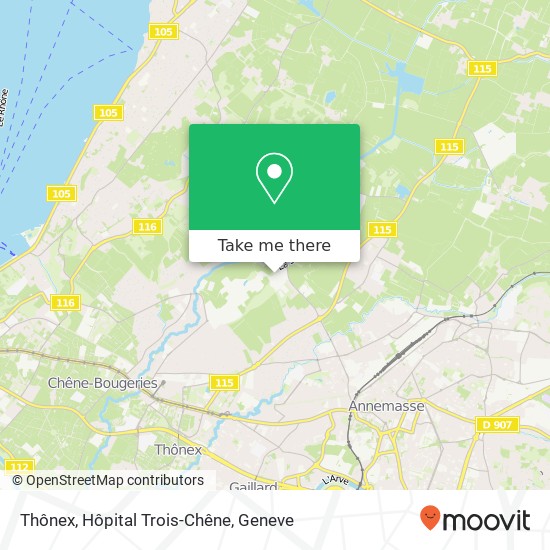 Thônex, Hôpital Trois-Chêne Karte