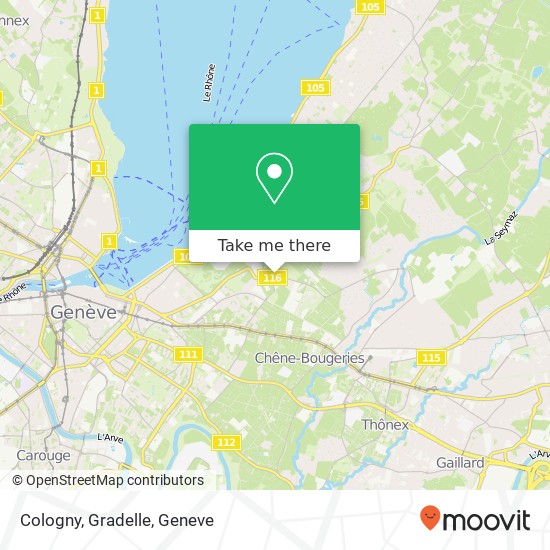 Cologny, Gradelle map