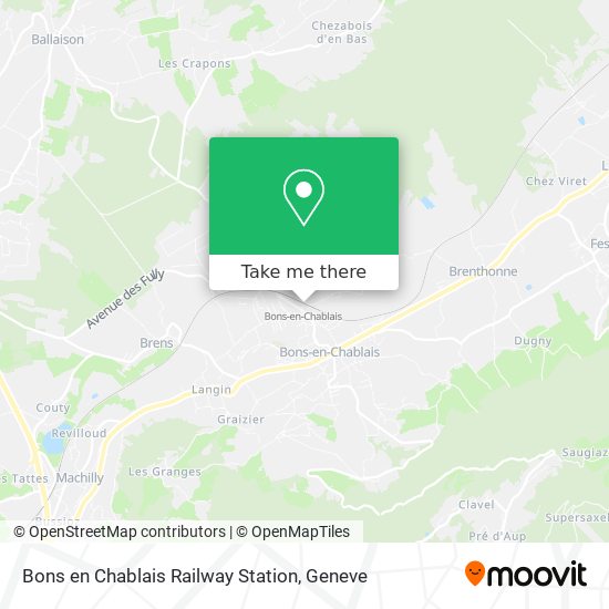 Bons en Chablais Railway Station Karte