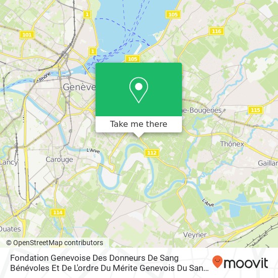 Fondation Genevoise Des Donneurs De Sang Bénévoles Et De L'ordre Du Mérite Genevois Du Sang map