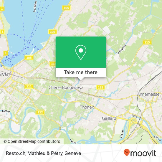 Resto.ch, Mathieu & Pétry map