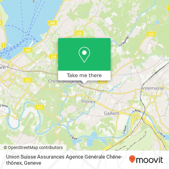 Union Suisse Assurances Agence Générale Chêne-thônex map