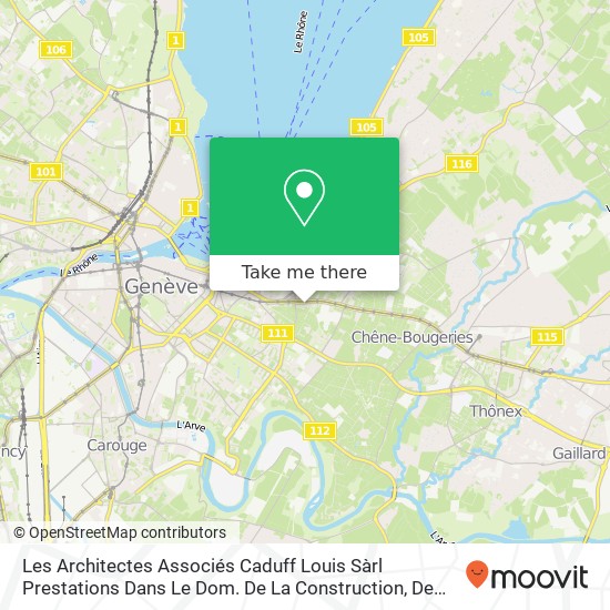 Les Architectes Associés Caduff Louis Sàrl Prestations Dans Le Dom. De La Construction, De L'immobi map