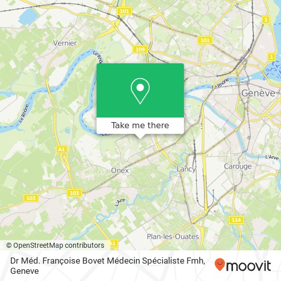 Dr Méd. Françoise Bovet Médecin Spécialiste Fmh map