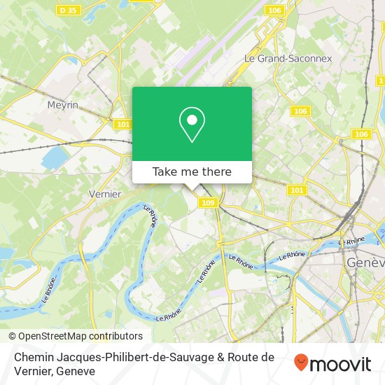 Chemin Jacques-Philibert-de-Sauvage & Route de Vernier Karte