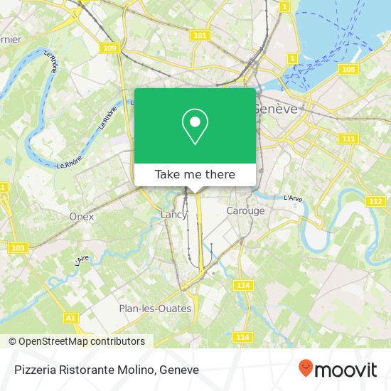 Pizzeria Ristorante Molino, Route des Jeunes 1227 Carouge map