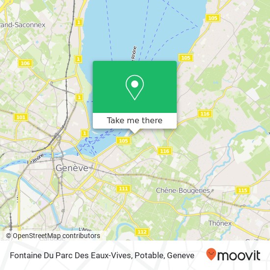 Fontaine Du Parc Des Eaux-Vives, Potable map