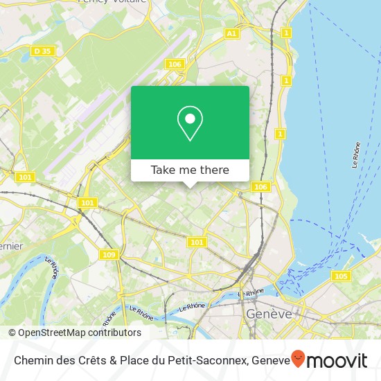 Chemin des Crêts & Place du Petit-Saconnex Karte