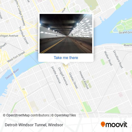 Detroit-Windsor Tunnel map