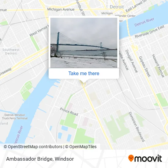 Ambassador Bridge map