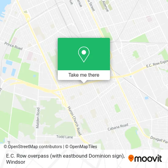 E.C. Row overpass (with eastbound Dominion sign) map