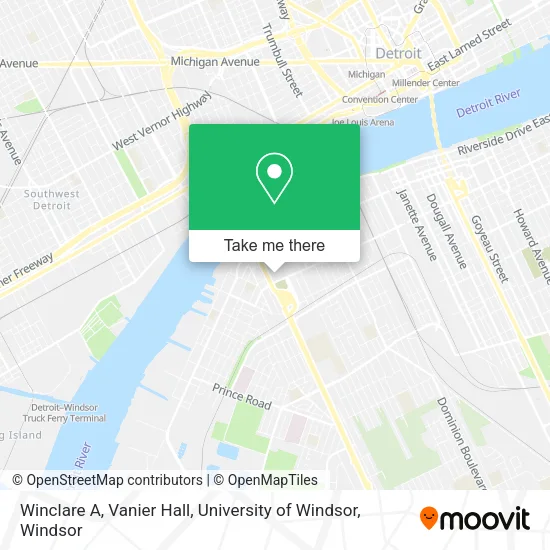 Winclare A, Vanier Hall, University of Windsor map