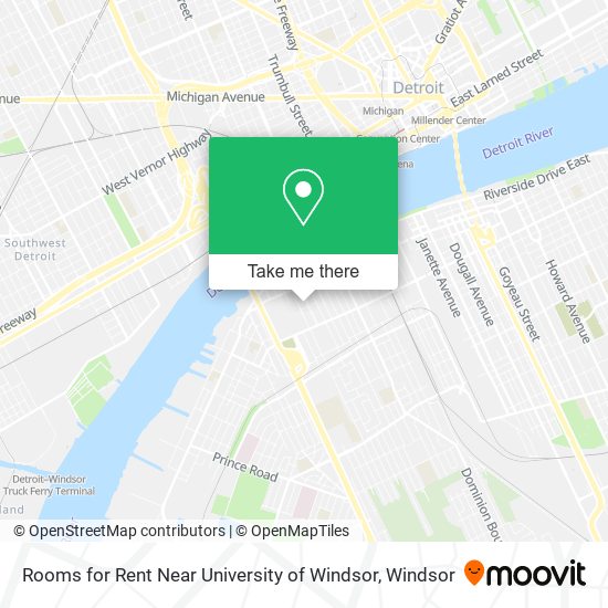 Rooms for Rent Near University of Windsor map